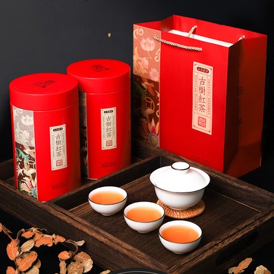 滇红茶特级浓香型大叶种古树茶,礼盒装茶叶两罐装600g