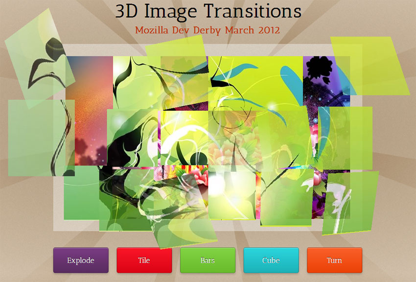 html5图片切换jquery css3 Transitions属性制作超酷的3D图片切换